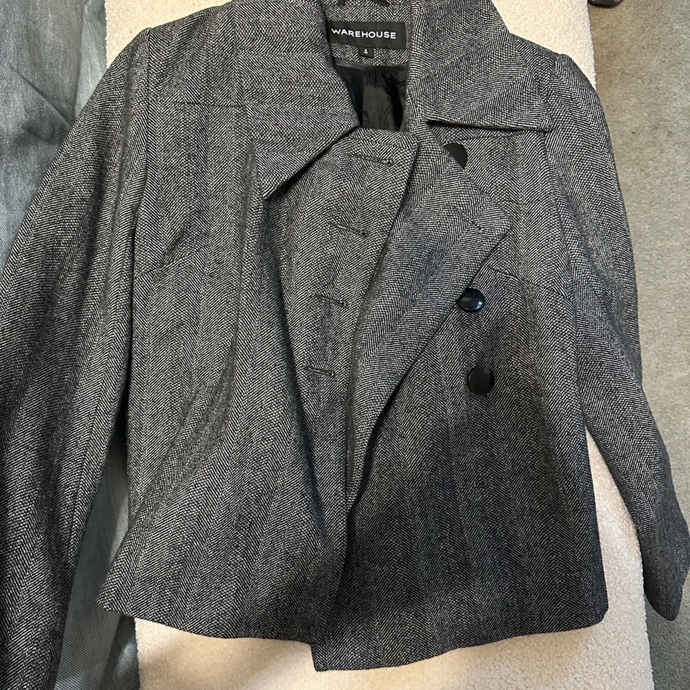 Warehouse Gray Blazer Structured Professional Suit Jacket